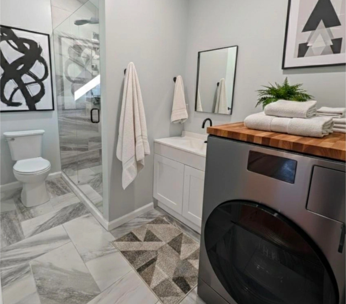After: bathroom & laundry following conversion
