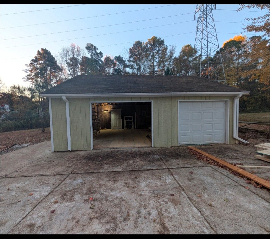 Before front exterior of detached garage